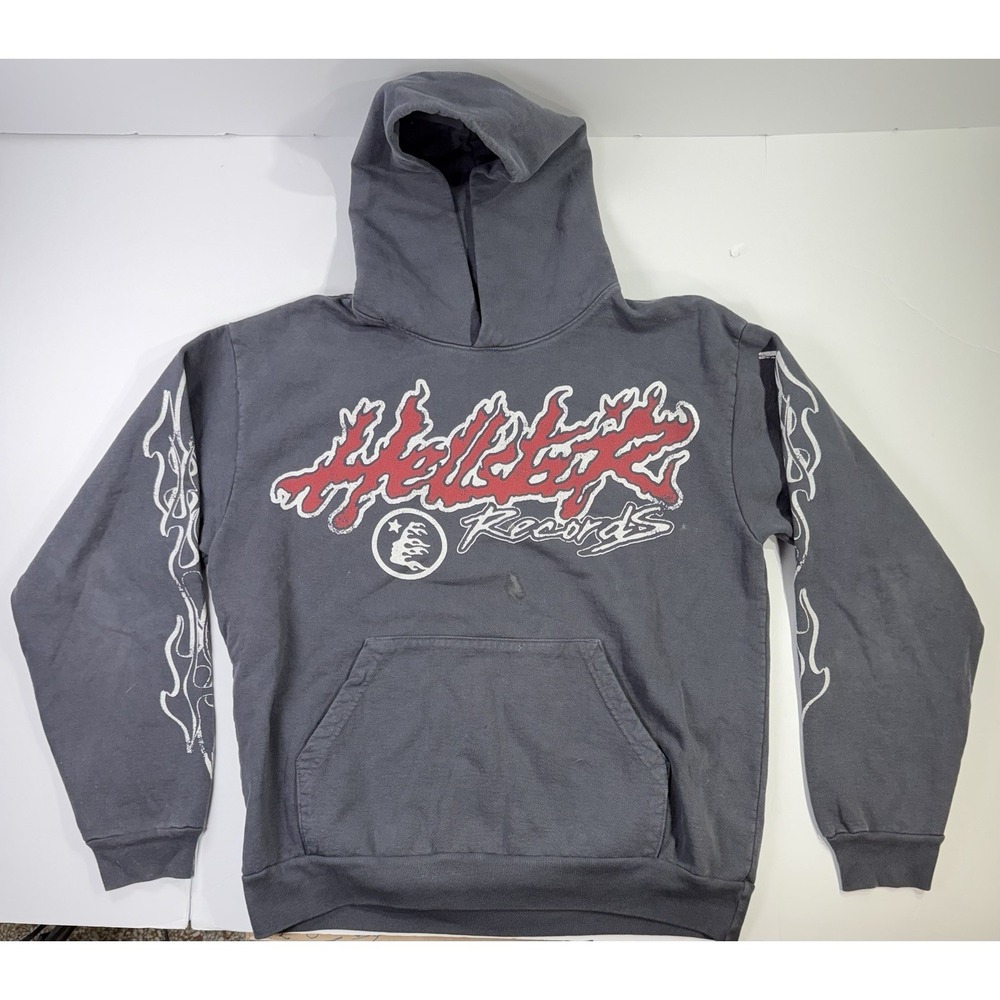 Hellstar Records Hoodie Mens Large Gray Hellstar Tour Graphic Pullover